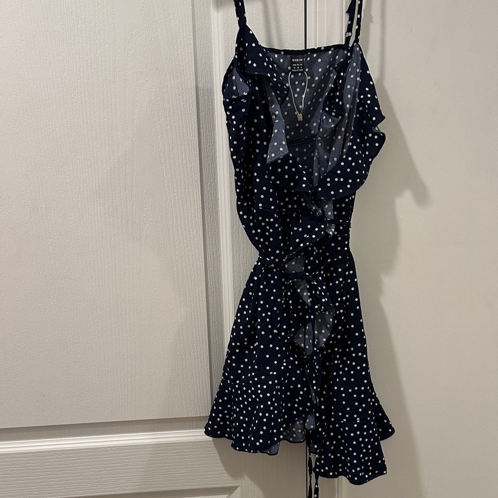 SHEIN Navy Polka Dot Mini Dress